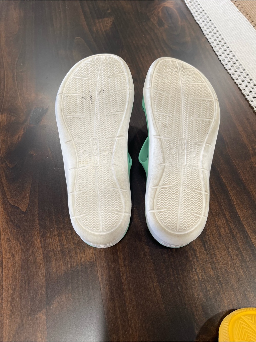 CROCS Seafoam & White Platform Flip Sandals - Picture 2 of 3